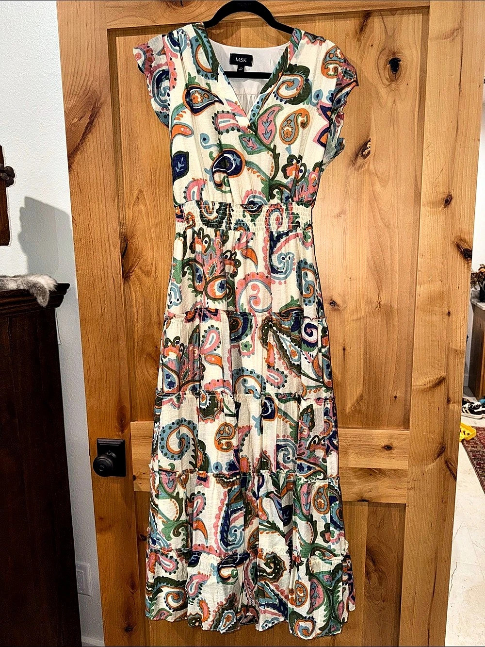 MSK Paisley Maxi Dress in White & Multicolor